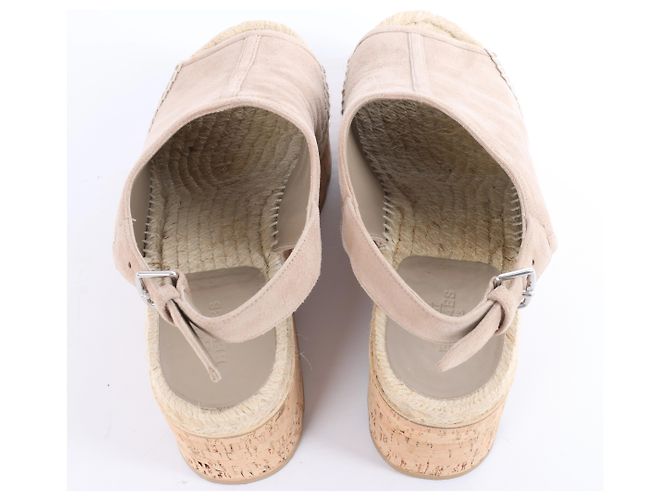 Trim Sandali Espadrilles Hermès in Camoscio con Zeppa in Beige SL221030Z, Taglia EU 37 - vista 10