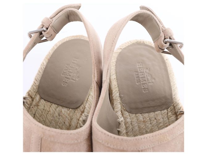 Trim Sandali Espadrilles Hermès in Camoscio con Zeppa in Beige SL221030Z, Taglia EU 37 - vista 15
