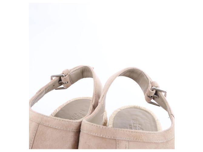Trim Sandali Espadrilles Hermès in Camoscio con Zeppa in Beige SL221030Z, Taglia EU 37 - vista 16