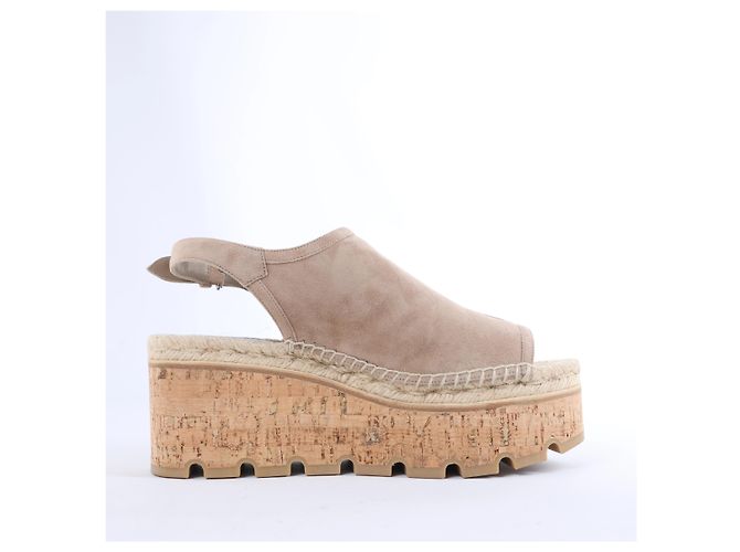 Trim Sandali Espadrilles Hermès in Camoscio con Zeppa in Beige SL221030Z, Taglia EU 37 - vista 3