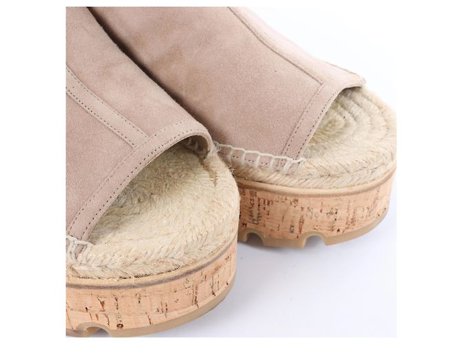 Trim Sandali Espadrilles Hermès in Camoscio con Zeppa in Beige SL221030Z, Taglia EU 37 - vista 4