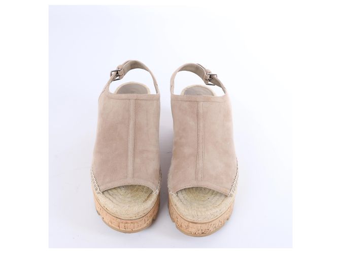 Trim Sandali Espadrilles Hermès in Camoscio con Zeppa in Beige SL221030Z, Taglia EU 37 - vista 6