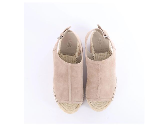 Trim Sandali Espadrilles Hermès in Camoscio con Zeppa in Beige SL221030Z, Taglia EU 37 - vista 7