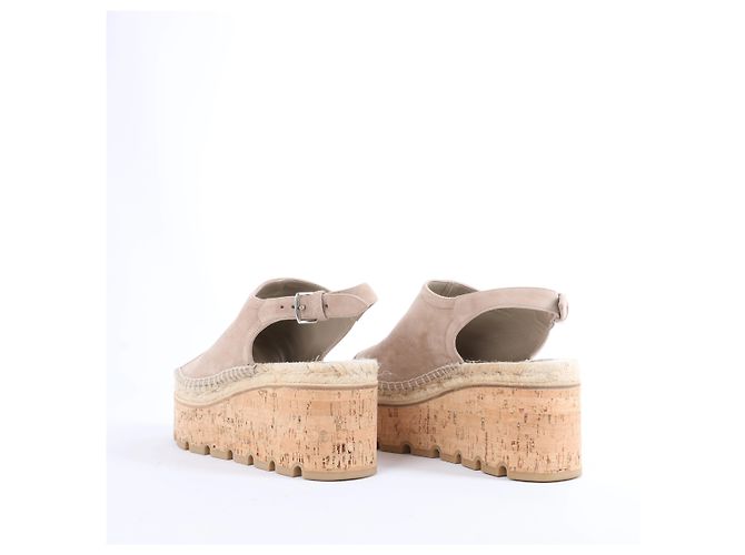 Trim Sandali Espadrilles Hermès in Camoscio con Zeppa in Beige SL221030Z, Taglia EU 37 - vista 9