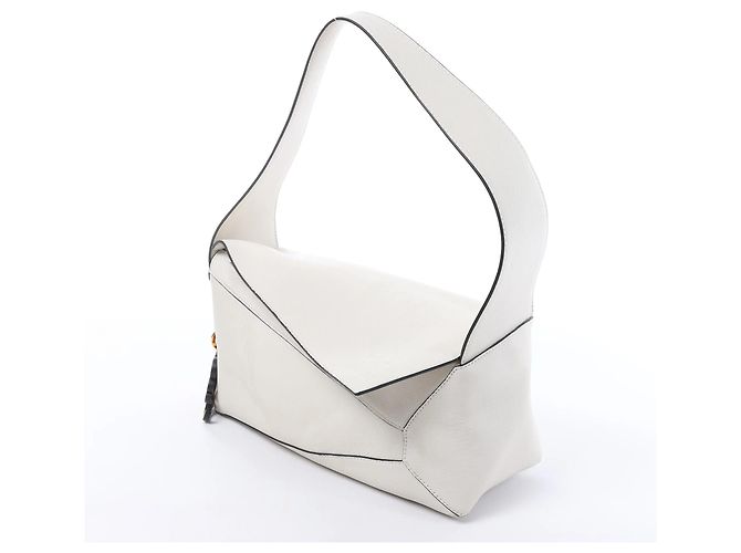 Borsa a tracolla in pelle LOEWE Puzzle Hobo in White Beige - vista 2
