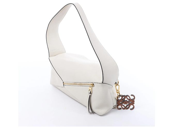 Borsa a tracolla in pelle LOEWE Puzzle Hobo in White Beige - vista 4