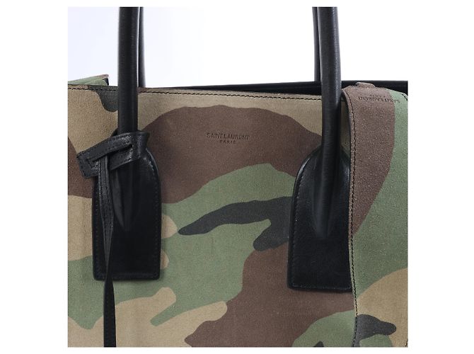 Saint Laurent Paris Sac de Jour Suede & Leather 2Way Handbag in Green 441571 - vista 13