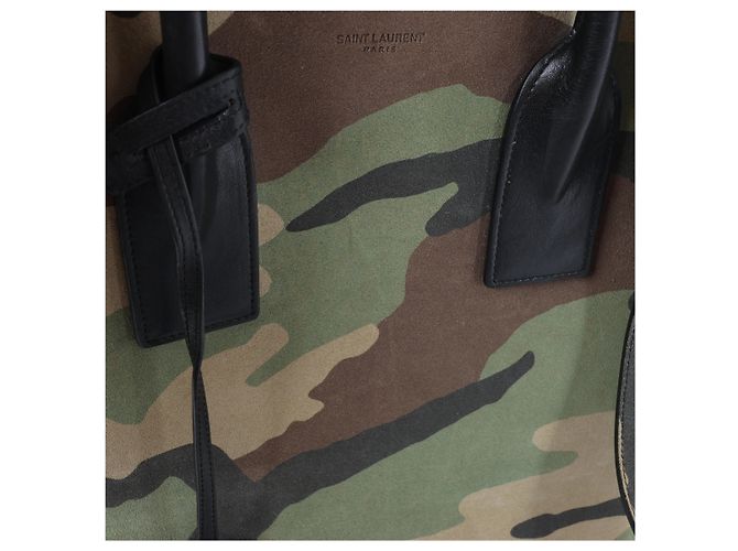Saint Laurent Paris Sac de Jour Suede & Leather 2Way Handbag in Green 441571 - vista 15