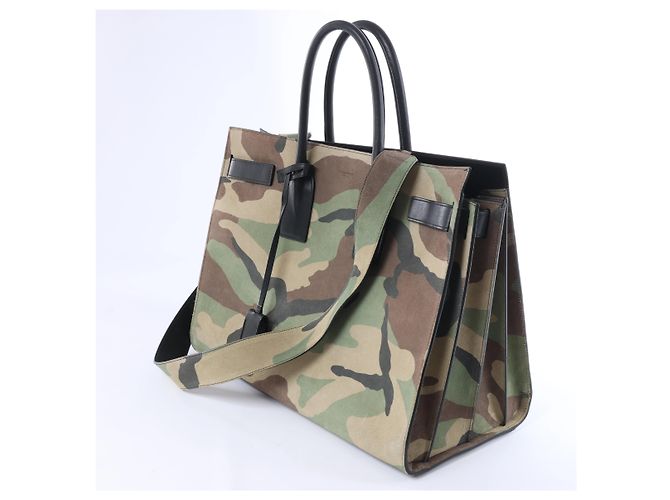 Saint Laurent Paris Sac de Jour Suede & Leather 2Way Handbag in Green 441571 - vista 2