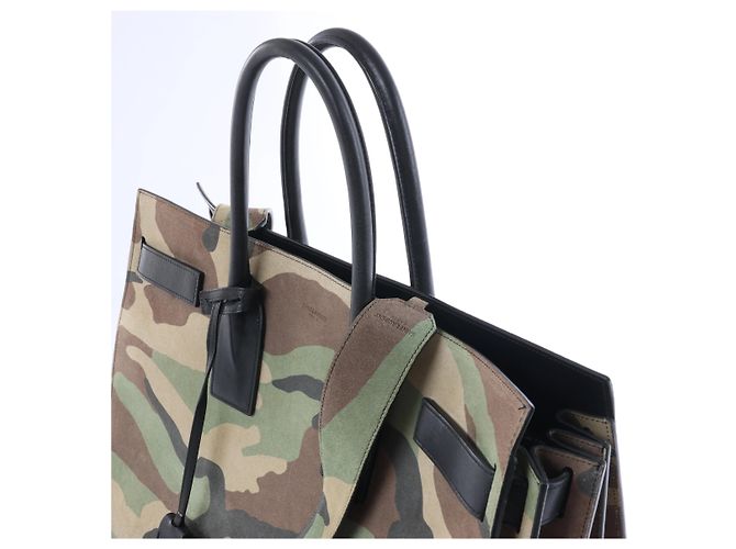 Saint Laurent Paris Sac de Jour Suede & Leather 2Way Handbag in Green 441571 - vista 3