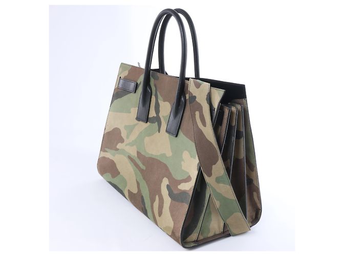 Saint Laurent Paris Sac de Jour Suede & Leather 2Way Handbag in Green 441571 - vista 4