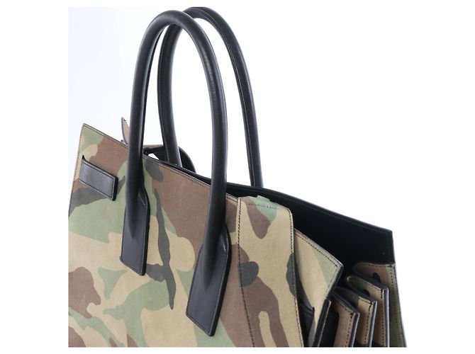 Saint Laurent Paris Sac de Jour Suede & Leather 2Way Handbag in Green 441571 - vista 5