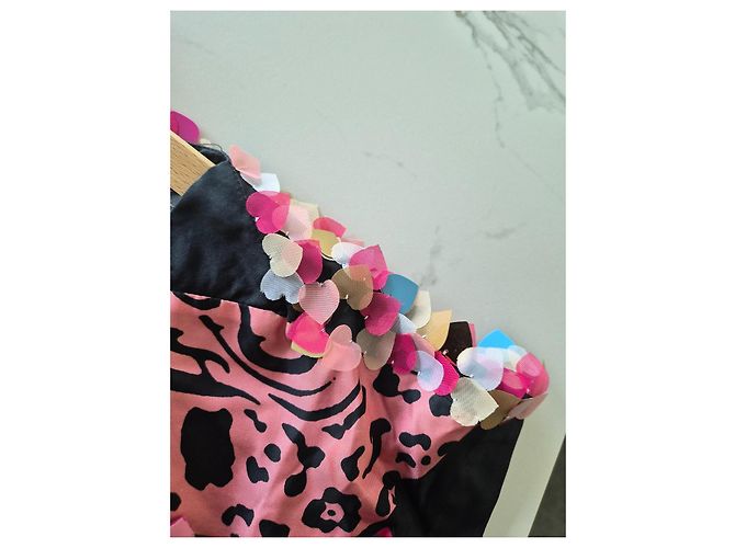 Manoush Kleid mit Tiger- und Herzprint Schwarz Pink Weiß Mehrfarben Golden Lila - Ansicht 3