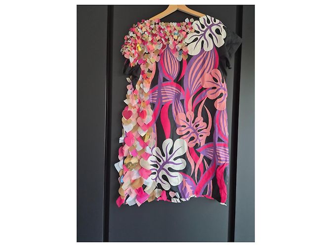 Manoush Kleid mit Tiger- und Herzprint Schwarz Pink Weiß Mehrfarben Golden Lila - Ansicht 7