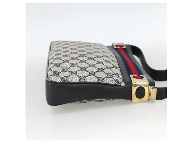 GUCCI Sherry Line GG Supreme Shoulder Bag PVC Navy Gold Red - vista 5