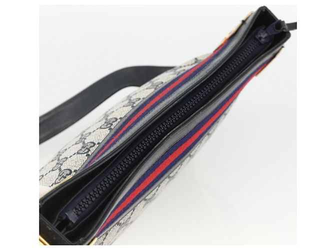 GUCCI Sherry Line GG Supreme Shoulder Bag PVC Navy Gold Red - vista 6