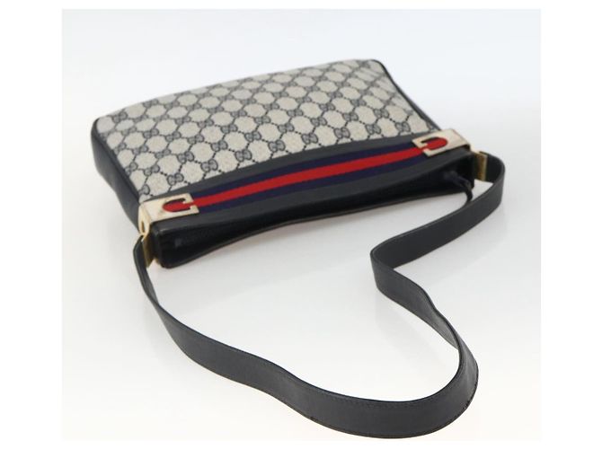 GUCCI Sherry Line GG Supreme Shoulder Bag PVC Navy Gold Red - vista 7