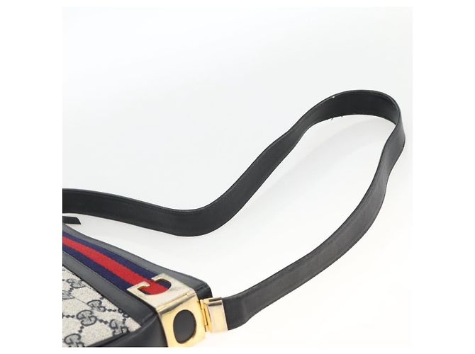 GUCCI Sherry Line GG Supreme Shoulder Bag PVC Navy Gold Red - vista 8