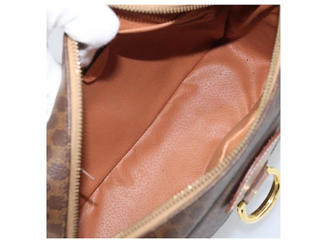 Céline CELINE Macadam Canvas Shoulder Bag PVC Leather Brown Gold - vista 11