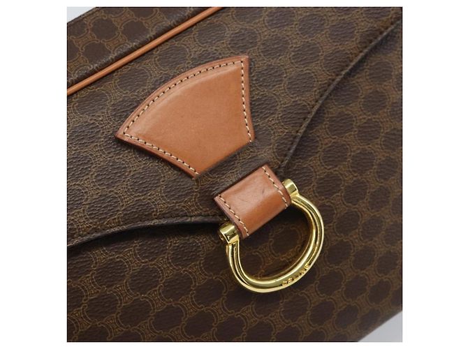 Céline CELINE Macadam Canvas Shoulder Bag PVC Leather Brown Gold - vista 17