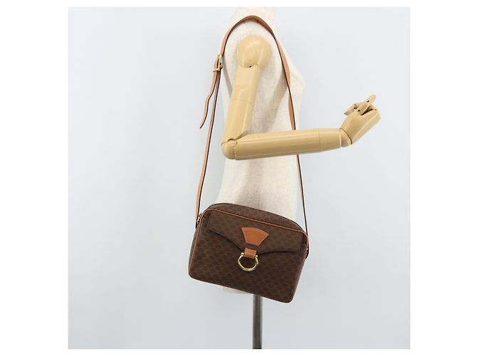 Céline CELINE Macadam Canvas Shoulder Bag PVC Leather Brown Gold - vista 23