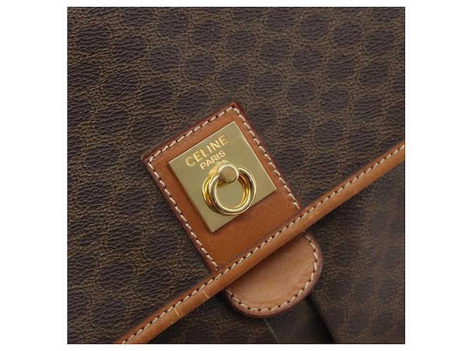 Céline CELINE Macadam Canvas Shoulder Bag PVC Leather Brown Gold - vista 17