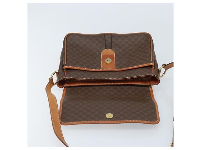 Céline CELINE Macadam Canvas Shoulder Bag PVC Leather Brown Gold - vista 18