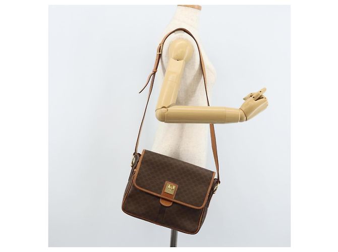 Céline CELINE Macadam Canvas Shoulder Bag PVC Leather Brown Gold - vista 24