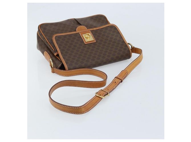 Céline CELINE Macadam Canvas Shoulder Bag PVC Leather Brown Gold - vista 7
