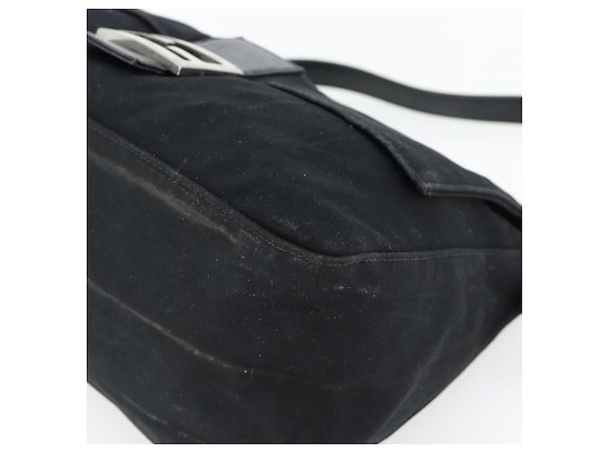 FENDI Mamma Baguette Shoulder Bag Jersey Black Silver - vista 10