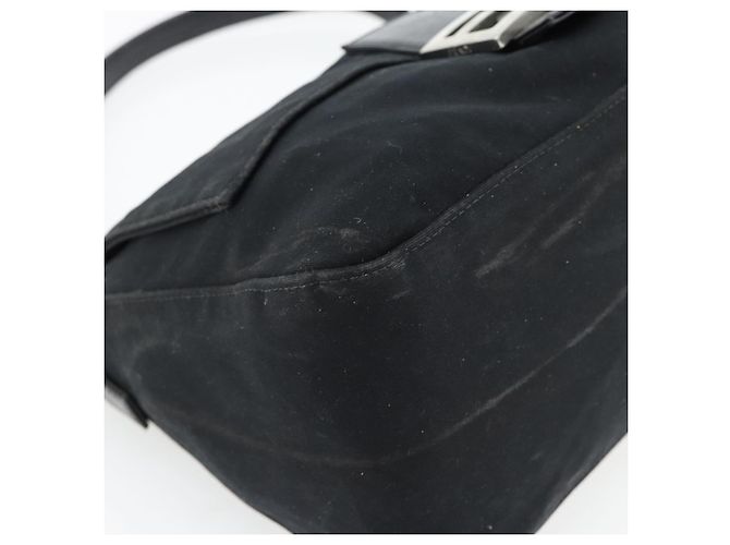 FENDI Mamma Baguette Shoulder Bag Jersey Black Silver - vista 11