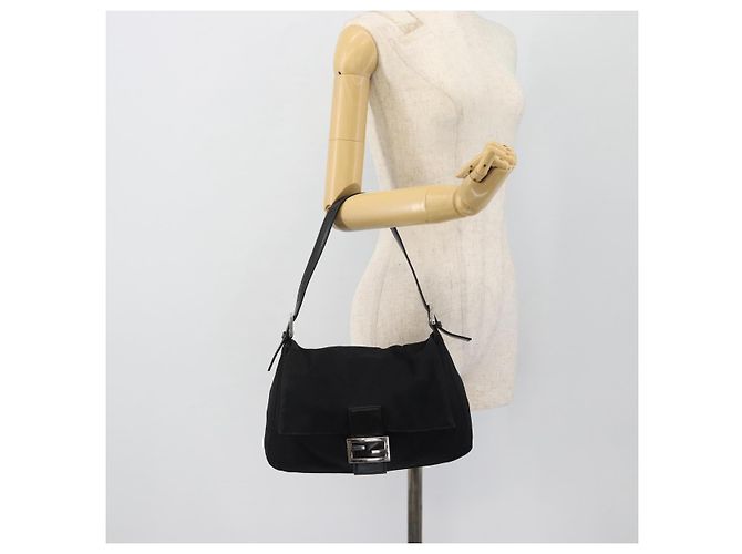 FENDI Mamma Baguette Shoulder Bag Jersey Black Silver - vista 21