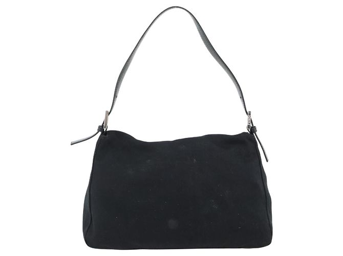 FENDI Mamma Baguette Shoulder Bag Jersey Black Silver - vista 3