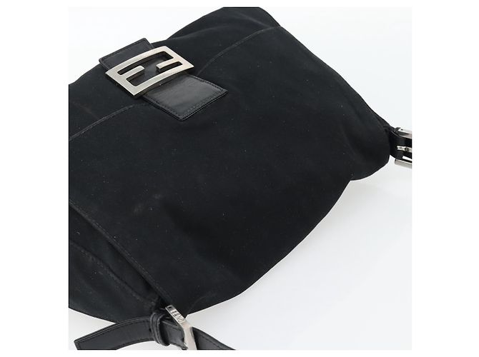 FENDI Mamma Baguette Shoulder Bag Jersey Black Silver - vista 6