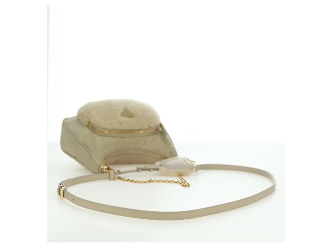 PRADA Chain Shoulder Bag Nylon 3way Beige Gold - vista 10