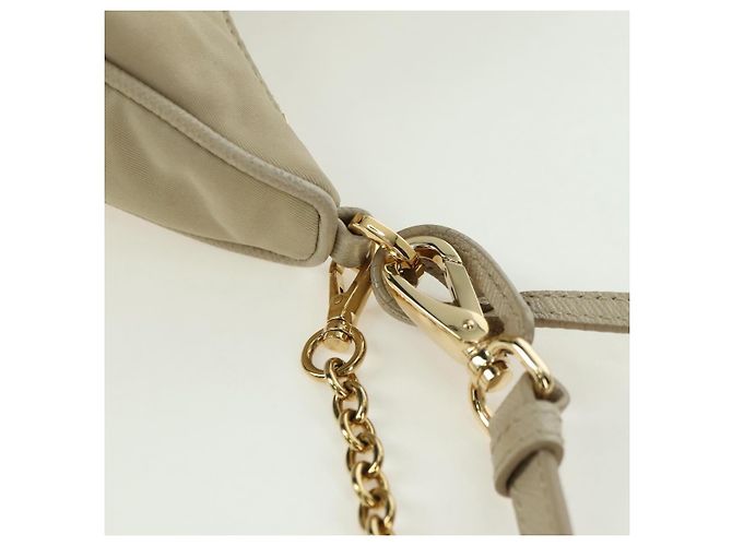 PRADA Chain Shoulder Bag Nylon 3way Beige Gold - vista 13