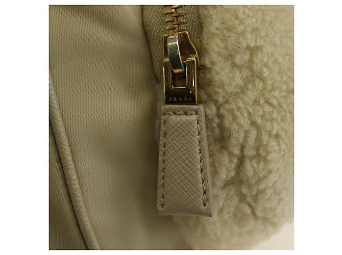 PRADA Chain Shoulder Bag Nylon 3way Beige Gold - vista 22
