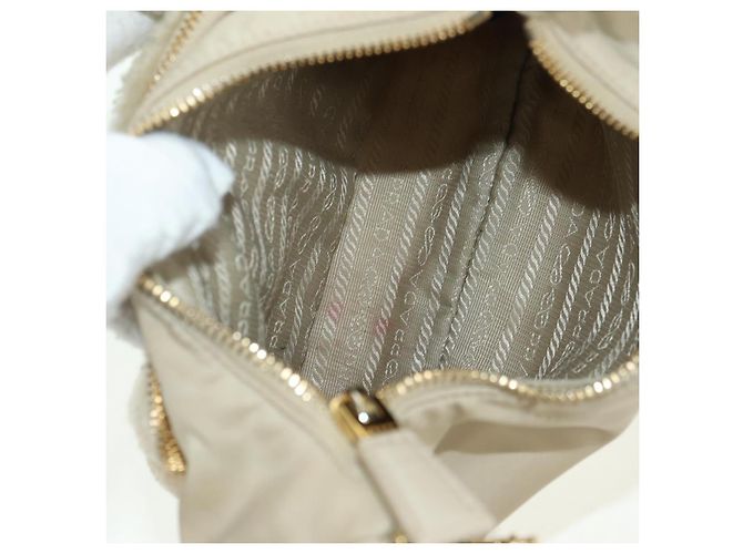 PRADA Chain Shoulder Bag Nylon 3way Beige Gold - vista 27