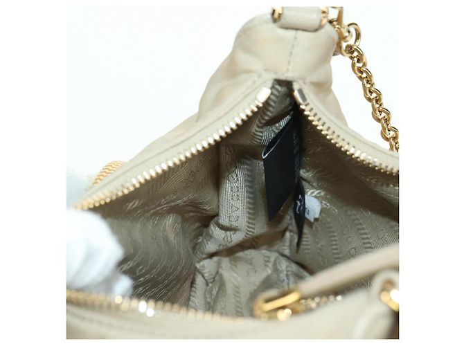 PRADA Chain Shoulder Bag Nylon 3way Beige Gold - vista 28