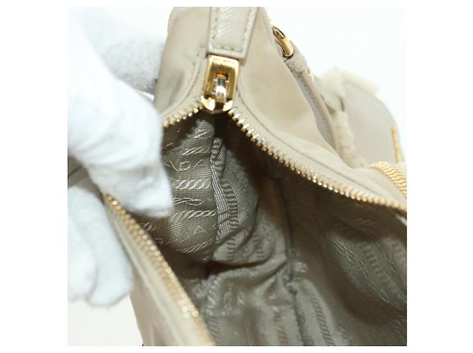 PRADA Chain Shoulder Bag Nylon 3way Beige Gold - vista 29
