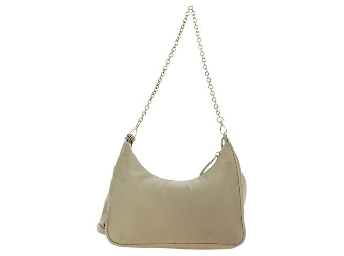 PRADA Chain Shoulder Bag Nylon 3way Beige Gold - vista 3