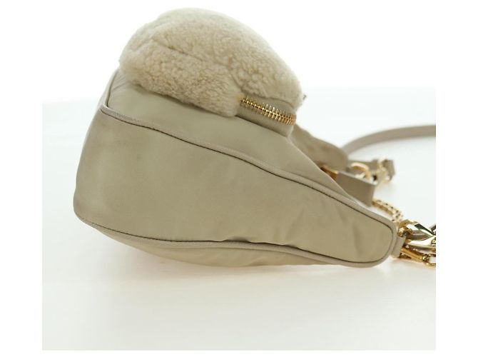 PRADA Chain Shoulder Bag Nylon 3way Beige Gold - vista 5