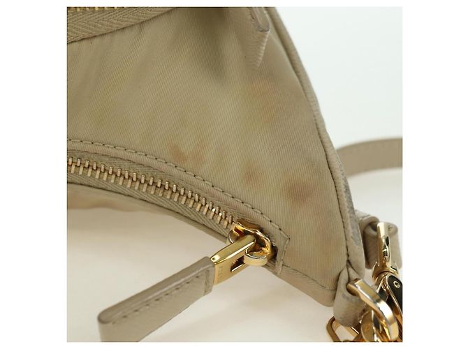 PRADA Chain Shoulder Bag Nylon 3way Beige Gold - vista 7