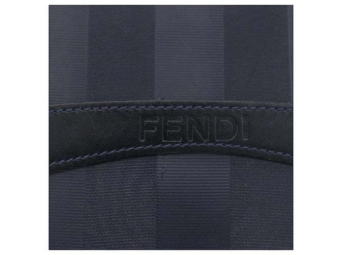 FENDI Pecan Canvas Shoulder Bag PVC Navy Gold - vista 14