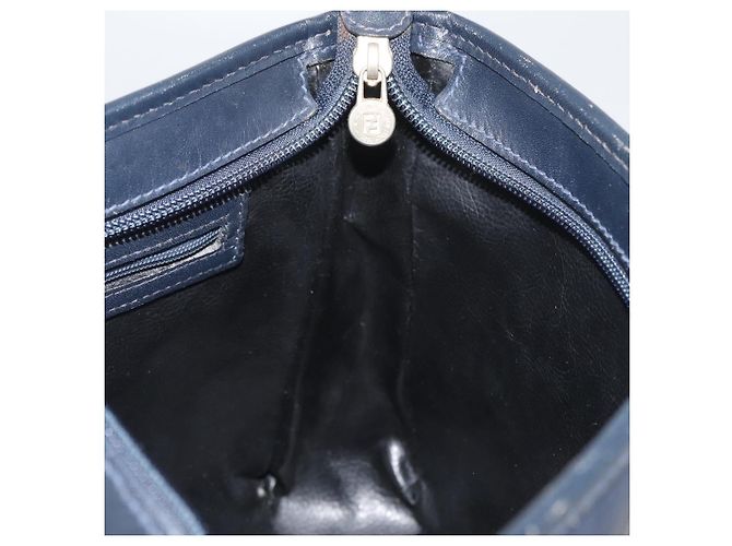 FENDI Pecan Canvas Shoulder Bag PVC Navy Gold - vista 18