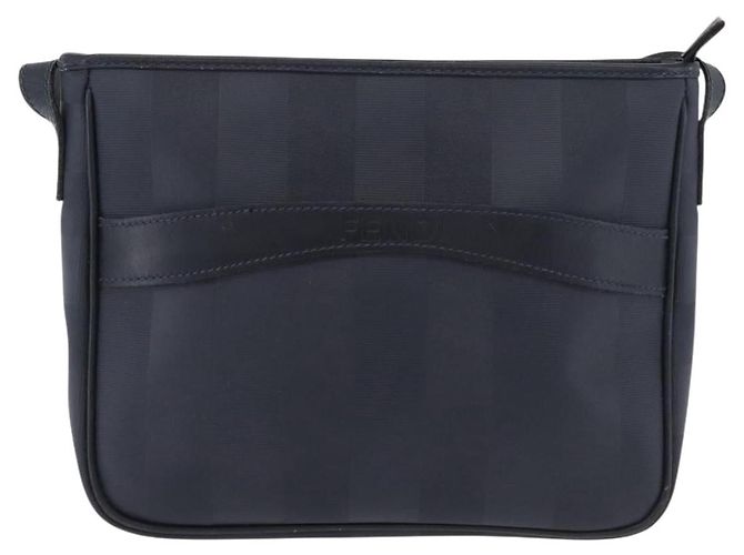FENDI Pecan Canvas Shoulder Bag PVC Navy Gold - vista 2