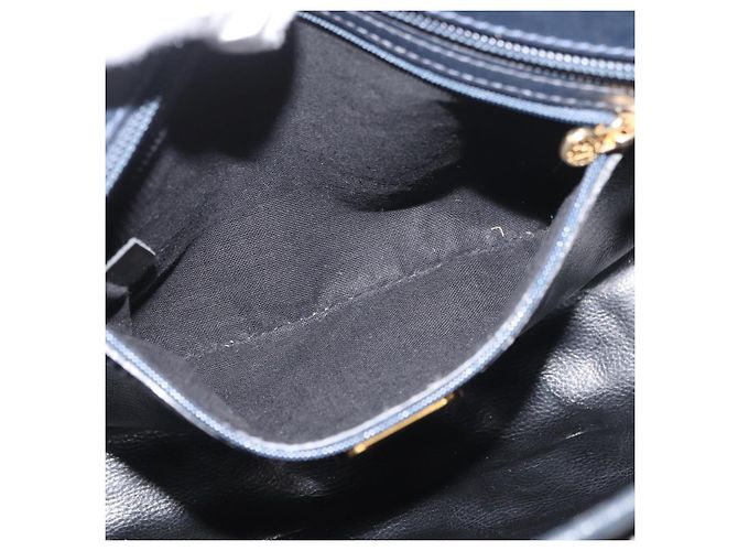FENDI Pecan Canvas Shoulder Bag PVC Navy Gold - vista 21