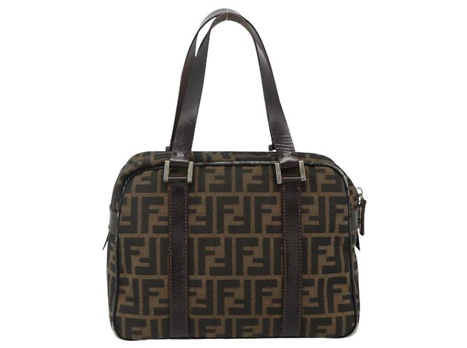 FENDI Zucca Canvas Hand Bag Black Brown - vista 3