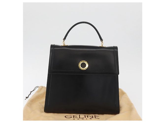 Céline CELINE Circle Hand Bag Leather Black Gold - vista 27