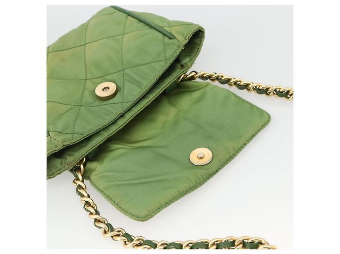 PRADA Chain Shoulder Bag Nylon Green Gold - vista 10